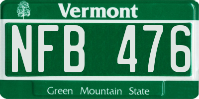 VT license plate NFB476