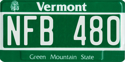 VT license plate NFB480
