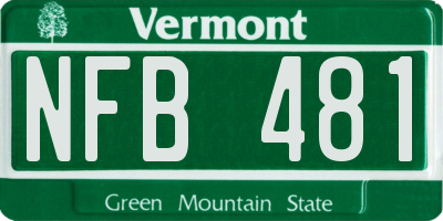 VT license plate NFB481