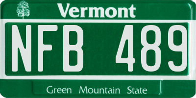 VT license plate NFB489