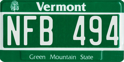 VT license plate NFB494