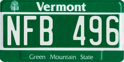 VT license plate NFB496