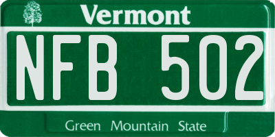 VT license plate NFB502