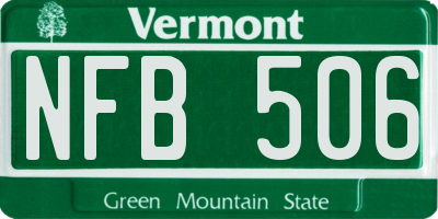 VT license plate NFB506