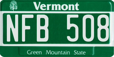 VT license plate NFB508