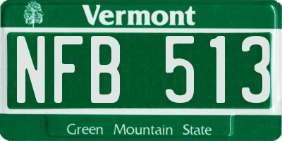 VT license plate NFB513