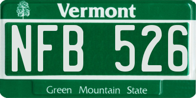 VT license plate NFB526
