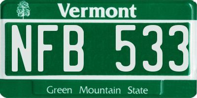 VT license plate NFB533