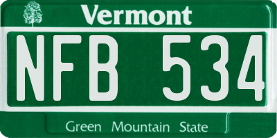 VT license plate NFB534
