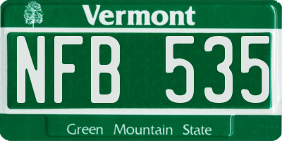 VT license plate NFB535