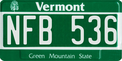 VT license plate NFB536