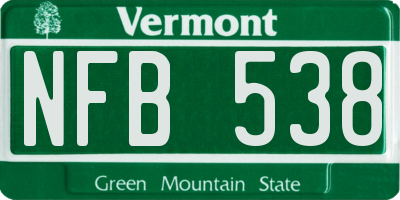 VT license plate NFB538