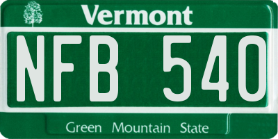 VT license plate NFB540