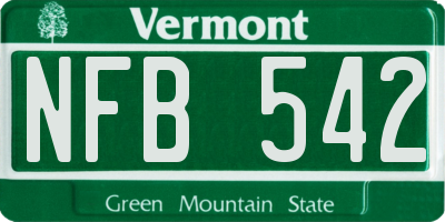 VT license plate NFB542