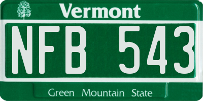 VT license plate NFB543