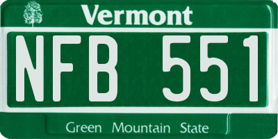 VT license plate NFB551