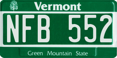 VT license plate NFB552