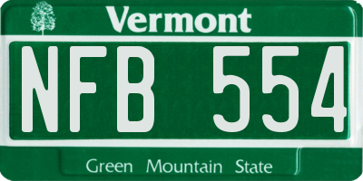 VT license plate NFB554
