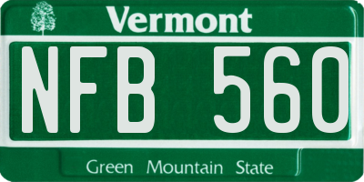 VT license plate NFB560