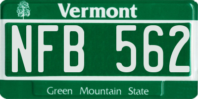 VT license plate NFB562