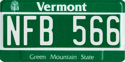 VT license plate NFB566