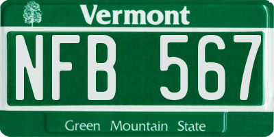 VT license plate NFB567