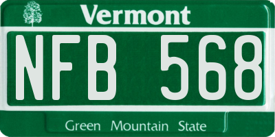 VT license plate NFB568