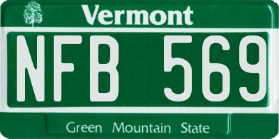 VT license plate NFB569