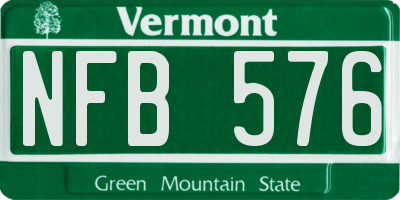 VT license plate NFB576