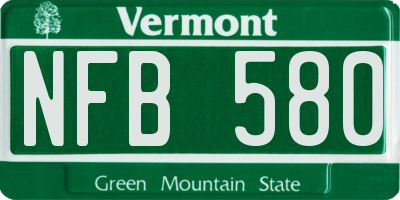 VT license plate NFB580