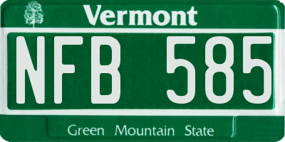 VT license plate NFB585