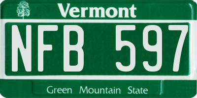 VT license plate NFB597