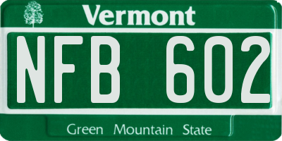 VT license plate NFB602