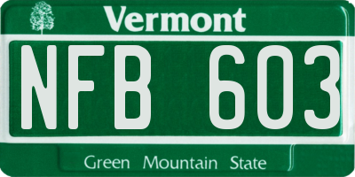 VT license plate NFB603