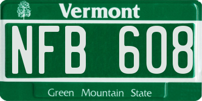 VT license plate NFB608