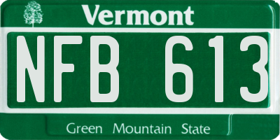 VT license plate NFB613