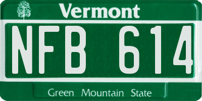 VT license plate NFB614