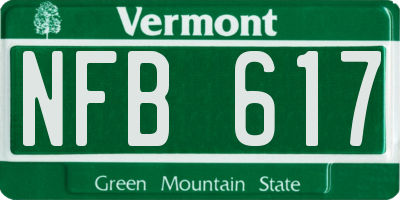 VT license plate NFB617