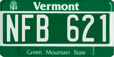 VT license plate NFB621