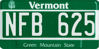 VT license plate NFB625