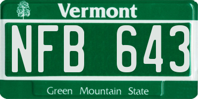 VT license plate NFB643