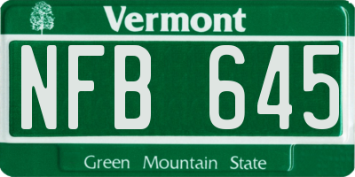 VT license plate NFB645