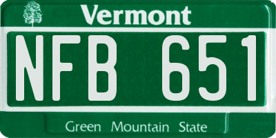 VT license plate NFB651