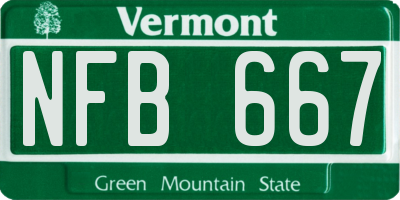 VT license plate NFB667