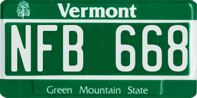 VT license plate NFB668