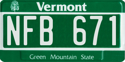 VT license plate NFB671