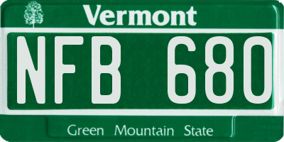 VT license plate NFB680