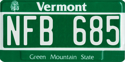 VT license plate NFB685