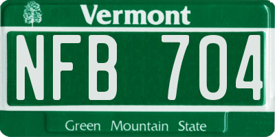 VT license plate NFB704