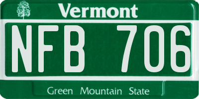 VT license plate NFB706